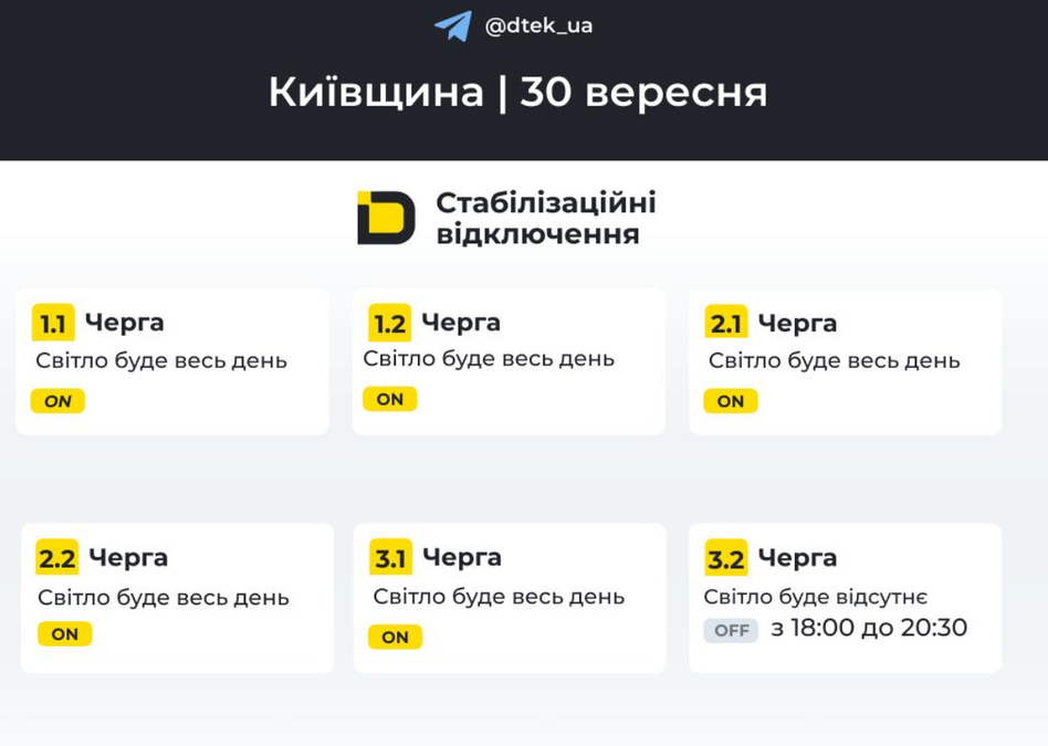 У Київській області та Києві запроваджено графіки відключень електроенергії