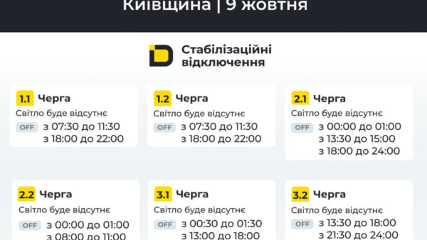 Київщина: ДТЕК повертає стабілізаційні графіки відключень світла